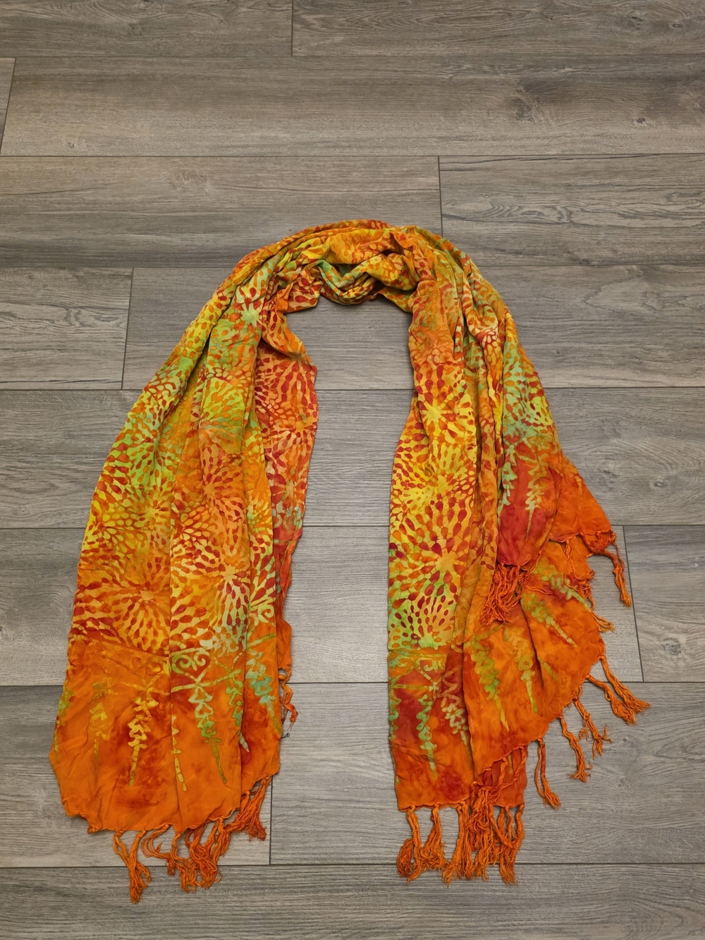 Vibrant Orange Tie-Dye Lightweight Women's Wrap Scarf Festival Vibes